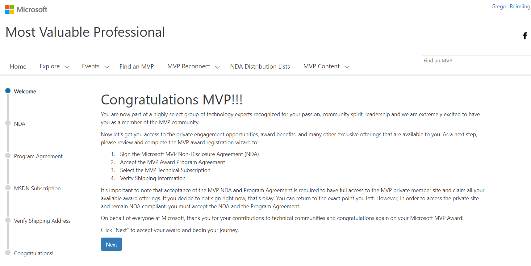 Microsoft MVP for Azure 2021-2022