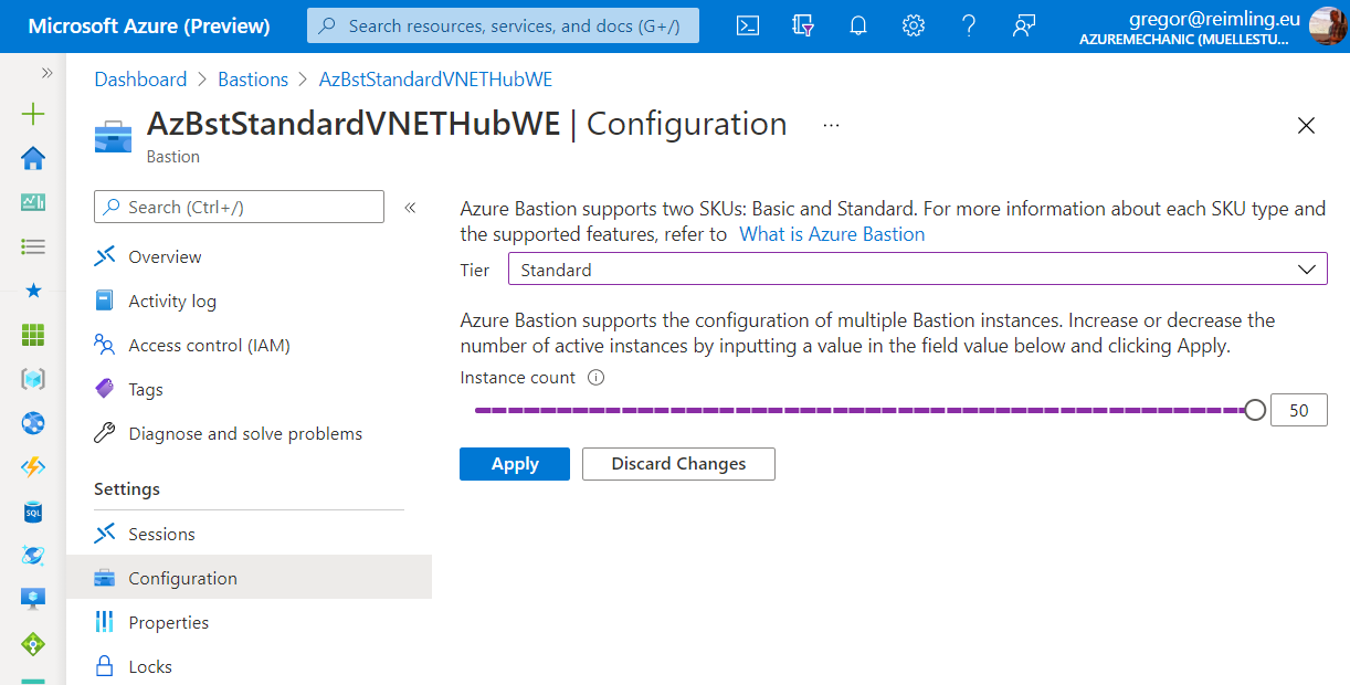 Azure Bastion supports SCALABILITY for SSH/RDP Connections with the new Standard SKU
