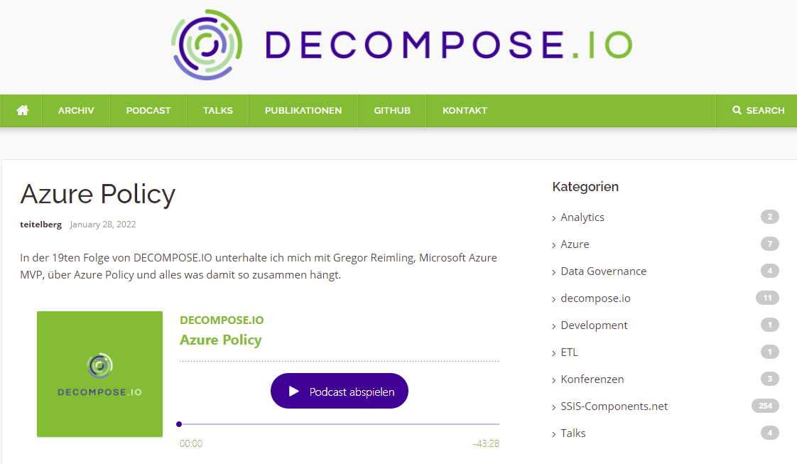 Zu Gast beim Decompose.io Podcast mit Azure Policy
