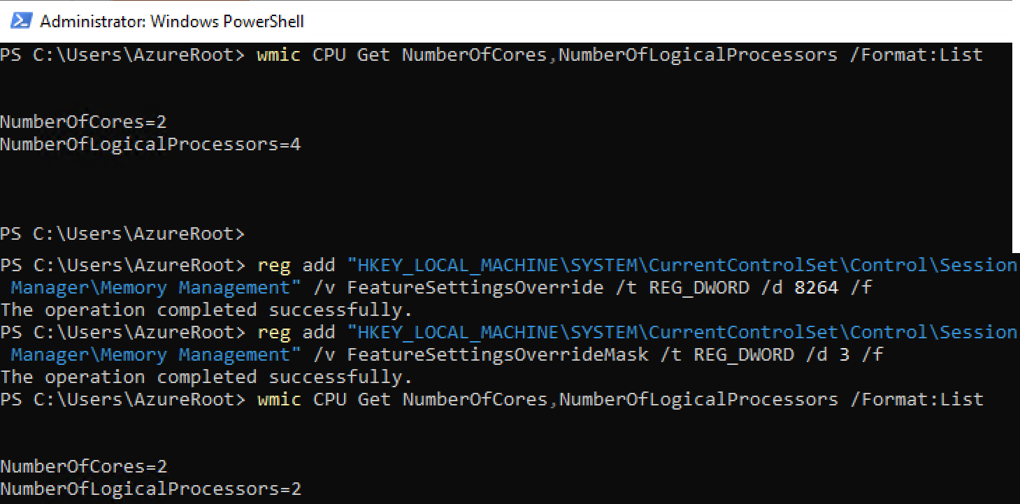 How to deactivate Hyper-threading on Azure VMs in an easy way without Microsoft support